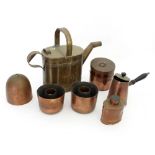 A quantity of various brass wares to include a watering can and a milk warming jug