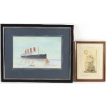 18th Century School/A Tall Ship/inscribed and dated 1752/drawing highlighted in gouache/a