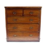 A mahogany chest of two short and three long drawers, each with brass swing handles,