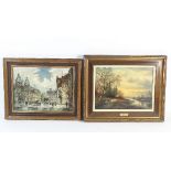 H Baumgart/Summer and Winter Landscapes/a pair/signed/oil on canvas,