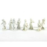 Four white glazed KPM figures, the four seasons,