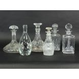 Sundry decanters and glass