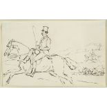 Sir Francis Grant (Scottish 1803-1878)/Man Riding Side-Saddle/pen and ink, 11cm x 17.