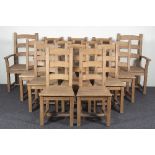 A set of fourteen beechwood ladder back dining chairs, by Mulberry Pine, Suffolk Rd, Cheltenham,