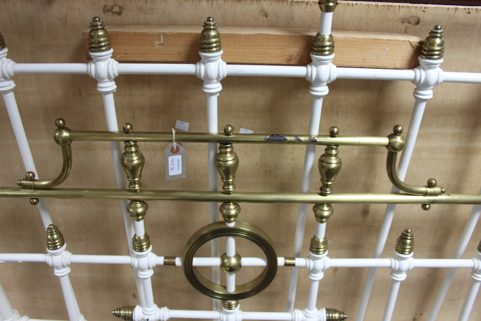 A brass plated and painted double bed frame, - Image 3 of 4