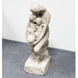 A 19th Century marble figure of a seated woman holding two small children,