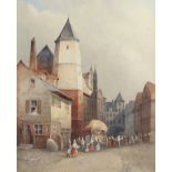 19th Century French School/Paris Street Scene/watercolour,