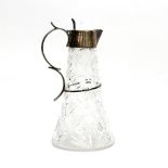 A cut glass claret jug with silver mounts, E & P, Birmingham 1904,