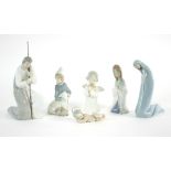 A Lladro porcelain nativity set of six figures, the largest Joseph,