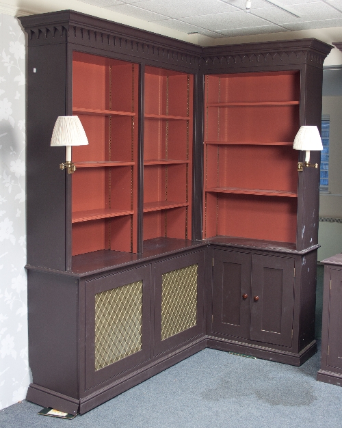A set of Georgian style open bookcases, in pine and MDF, two 238cm x 106cm and an L-shaped bookcase, - Image 2 of 2
