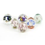 Six various lampwork flowerhead paperweights,