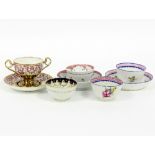 A quantity of 18th and 19th Century cups and saucers including New Hall examples