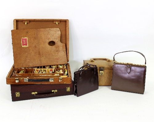 An Italian leather dressing case retailed by Harrods, 26cm wide,