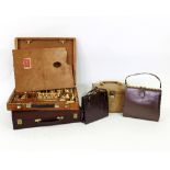 An Italian leather dressing case retailed by Harrods, 26cm wide,