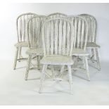 A modern set of six painted Windsor style chairs,