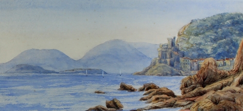 Continental School/San Terenzio, Gulf Spezia/watercolour, 15cm x 34cm and/Porto Fino/watercolour,