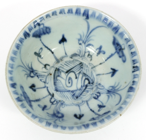 A Chinese provincial blue and white bowl, Ming dynasty, painted with flowers, 15. - Image 2 of 5