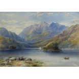 E Salter/Fisherman by a Loch/signed and dated 1888/watercolour, 24cm x 34.