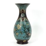 A Japanese cloisonné vase decorated flowers with flanged top,