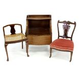 A mahogany inlaid nursing chair with pierced and inlaid splat back,