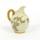 A Royal Worcester jug decorated flowers on an ivory ground, shape No.