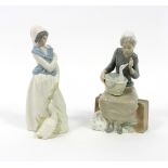 Two Lladro figures, goose girls,