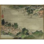 19th Century Japanese School/Pavilions in Parkland/a pair/watercolour on silk,