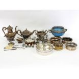 Sundry silver plate including wine coasters, etc.