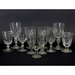 A pair of Victorian glass goblets and nine other glasses Condition Report: One large