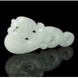 A Chinese white jade phoenix pendant, carved to either side, 8.