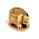 A Japanese shibayama decorated carved ivory netsuke, 19th Century, modelled as an elephant,