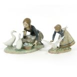 Two Lladro figures, Feeding Geese, 18cm high and The Goose Girl,