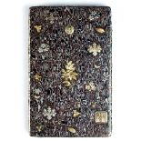 A Japanese copper, shakudo and silver card case, Meiji period,