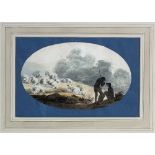 Sawrey Gilpin (1733-1807)/Shepherds and Flock/oval/watercolour, 10.