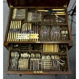 A canteen of old English pattern cutlery, twelve place settings with knives, carvers etc.