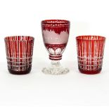 A Bohemian red glass goblet,