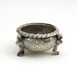 An Eastern white metal cauldron shaped salt,