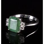 An emerald and diamond dress ring,