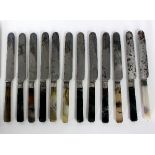 A quantity of Scottish hardstone handled knives including fifteen table knives and twelve smaller