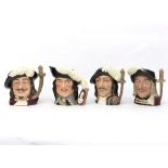 Four Royal Doulton character jugs, Porthos D6440, Athos D6439,