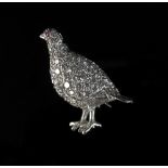 A diamond partridge brooch, set in 18ct white gold,