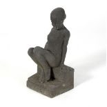 A Bromsgrove Guild style Figure/Eve seated on a plinth/signed A Rogers and registered No.