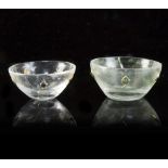 A near pair of Mughal rock crystal bowls, each with five gem set petals to the exterior,