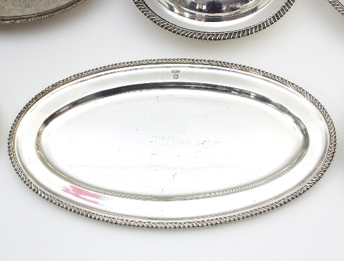 A pair of silver plated circular entrée dishes with gadroon borders and detachable handles, - Image 2 of 2