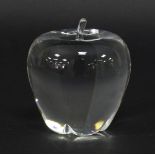 Steuben, a clear glass apple paperweight, design by Angus McDougall 1940, 10cm high,