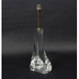 Daum, a clear crystal glass lamp base of stylised flowering form, etched signature to base,