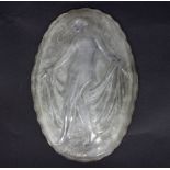 Muller Frères, a frosted oval plaque depicting a nude maiden,