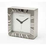 A bedside alarm clock by Tiffany & Co., the silvered dial signed Tiffany & Co.