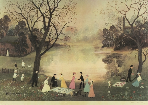 Helen Layfield Bradley (British 1900 - 1979)/Our Picnic/signed/lithograph,
