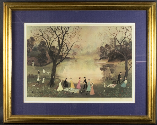Helen Layfield Bradley (British 1900 - 1979)/Our Picnic/signed/lithograph, - Image 2 of 2